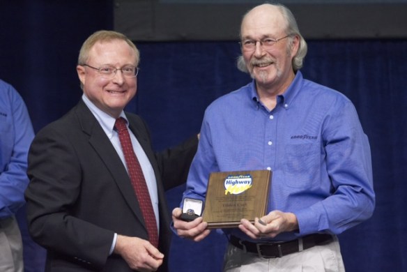 Tilden Curl accepts the Highway Hero Award